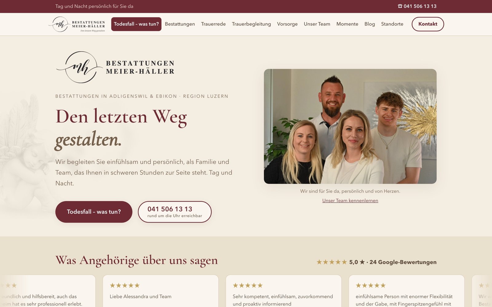 Bestattungen Meier-Häller, Startseite