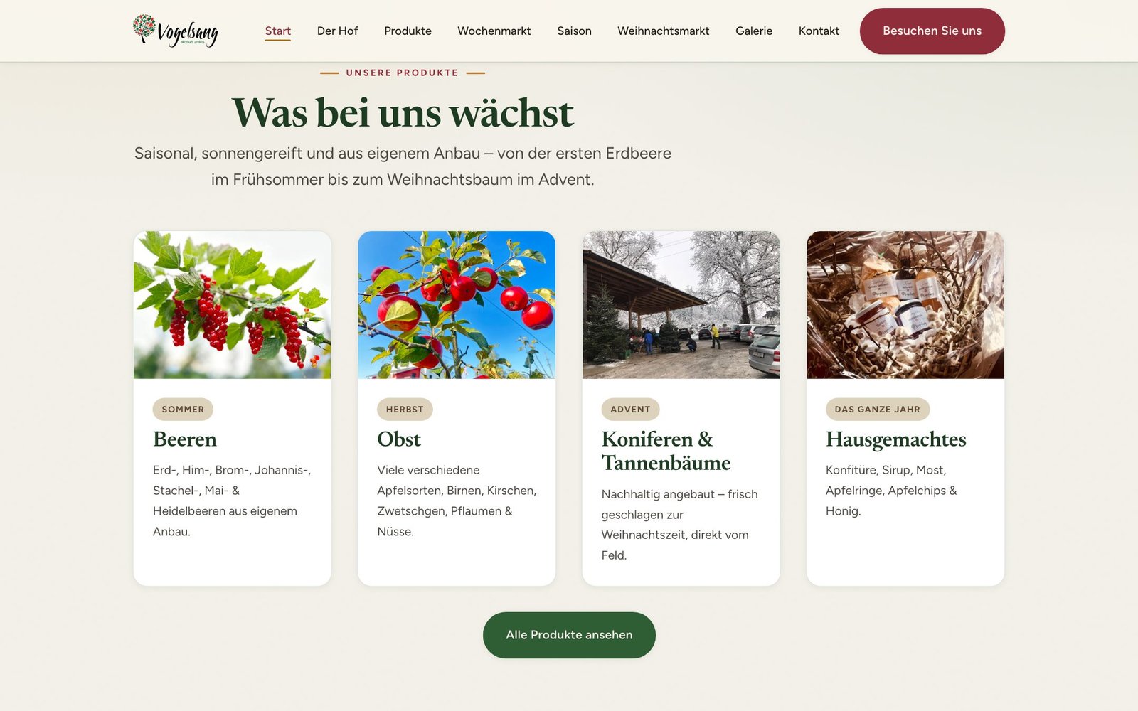 Vogelsang-3 Website — Produktübersicht